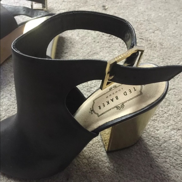 Ted Baker London Gold Block Heel Ankle Booties - Picture 2 of 4